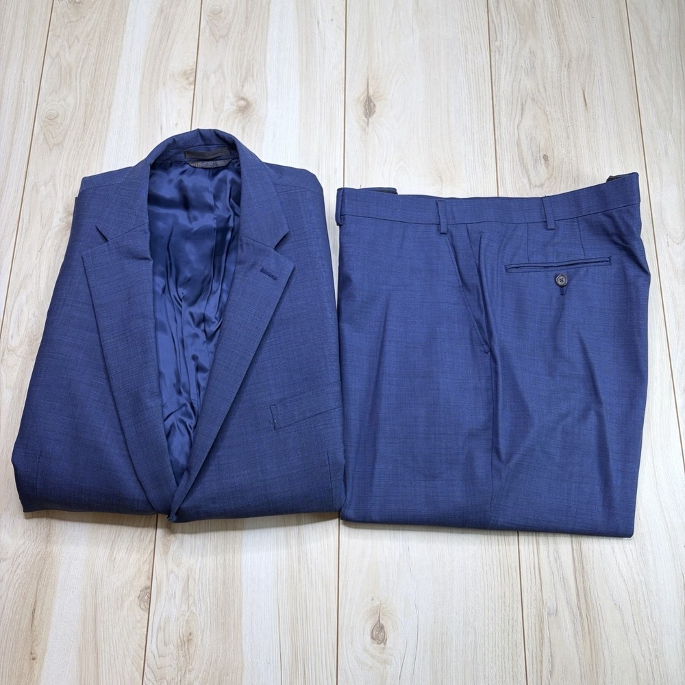 Lauren Ralph Lauren Mens Nailhead 100% Wool 2 Piece Suit Blue 46R W:40x32 - Picture 1 of 16
